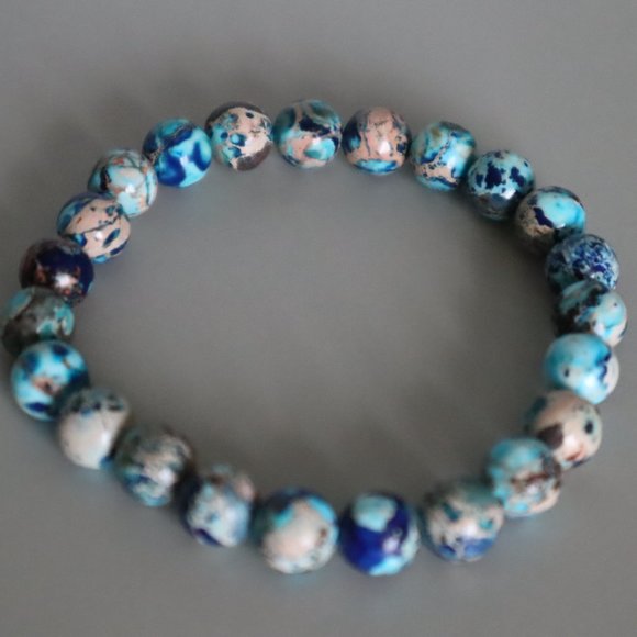 Blue Jasper Stretch Bracelet - Picture 3 of 11